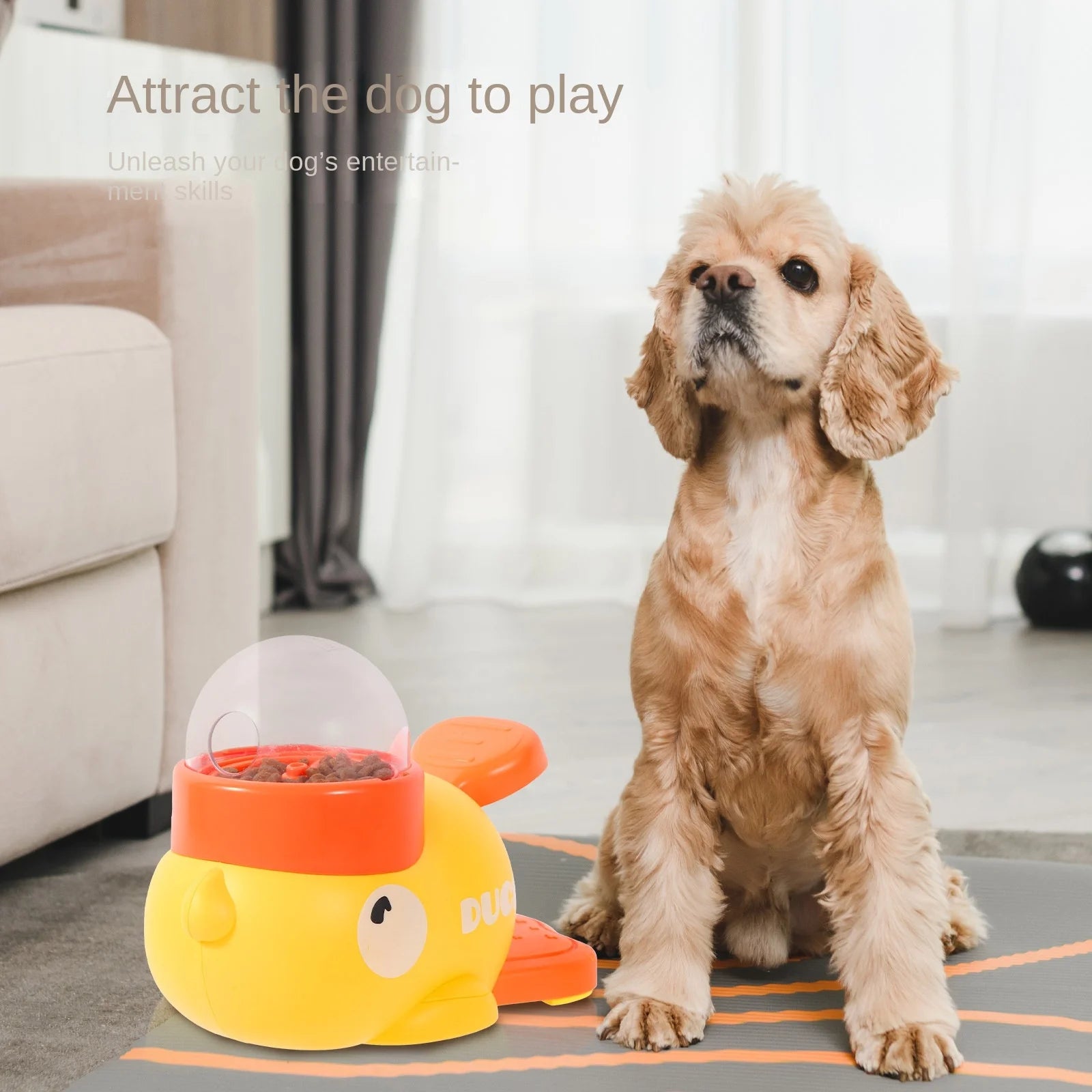 2-in-1 Interactive Dog Toy Pet Automatic Food Treat Dispenser Cartoon Duck Design Slow Food Pet Snack Feeder for Dog Training