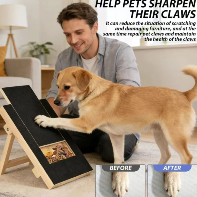 Wooden Dog Nail Scratch Board with Hidden Treat Compartment