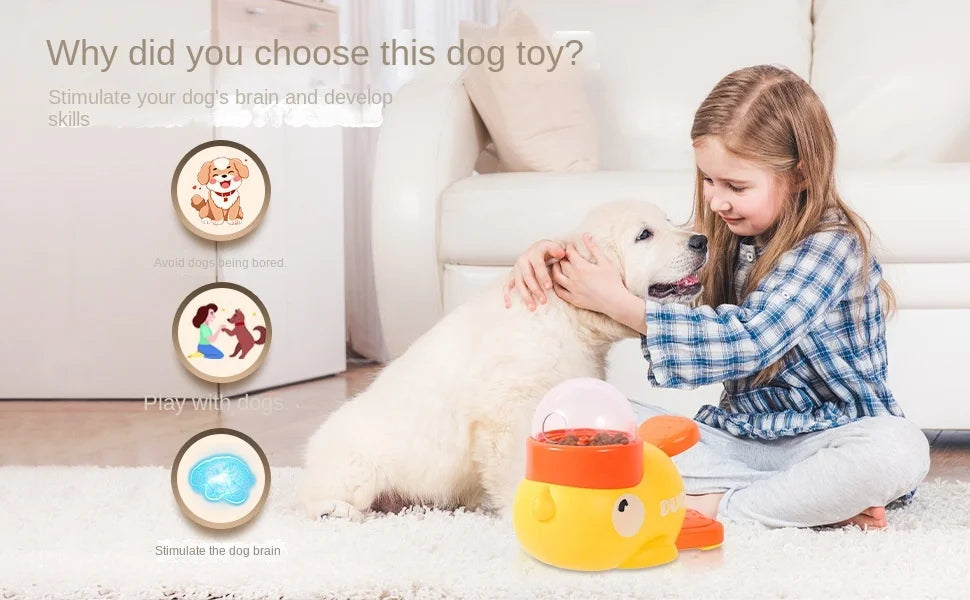 2-in-1 Interactive Dog Toy Pet Automatic Food Treat Dispenser Cartoon Duck Design Slow Food Pet Snack Feeder for Dog Training